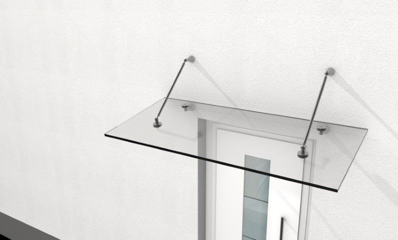Vordach aus Aluminium und Glas über einem Hauseingang