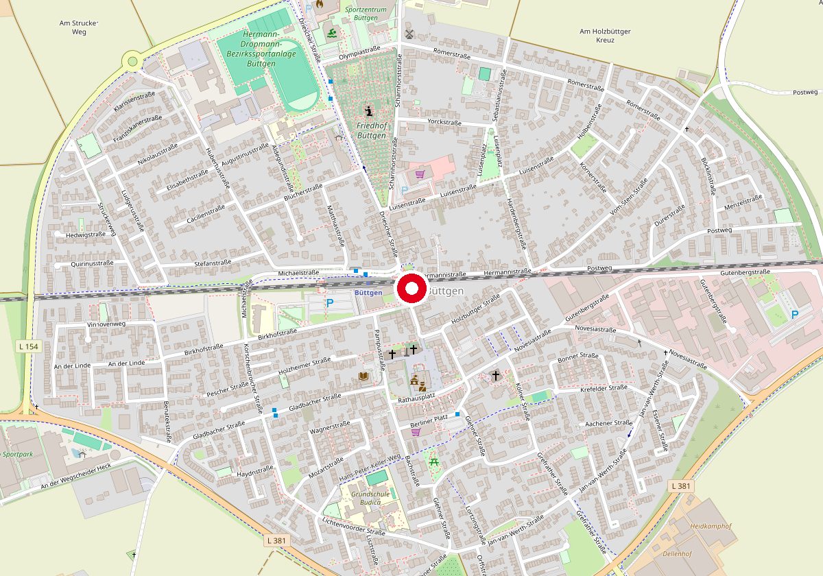Karte: Ausstellung WERRES Sonnenschutztechnik in Kaarst, Bahnstraße 28 – wenige Minuten von Neuss